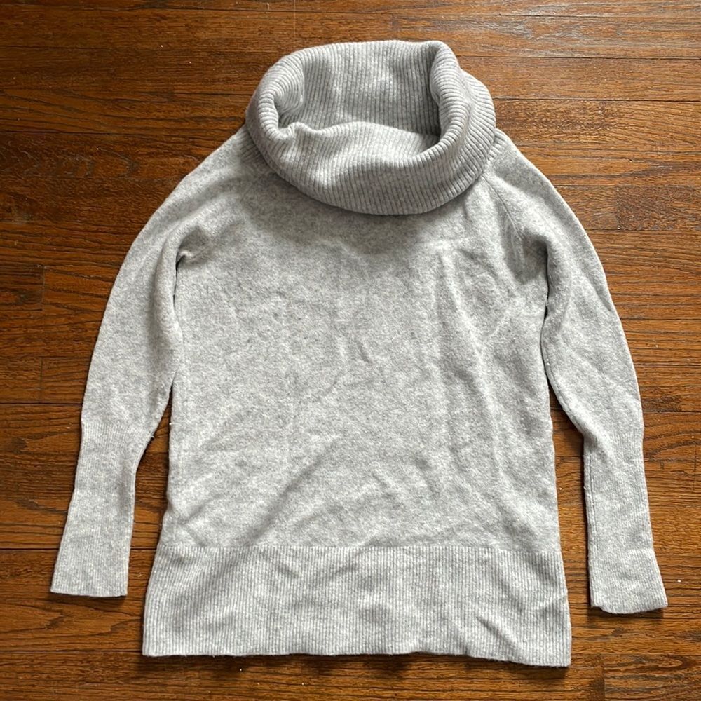 Halogen Light Gray Wool Cowl Neck Sweater
